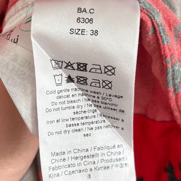 Ganni - Floral Print Crepe Mini Dress in Red - Picture 7 of 10